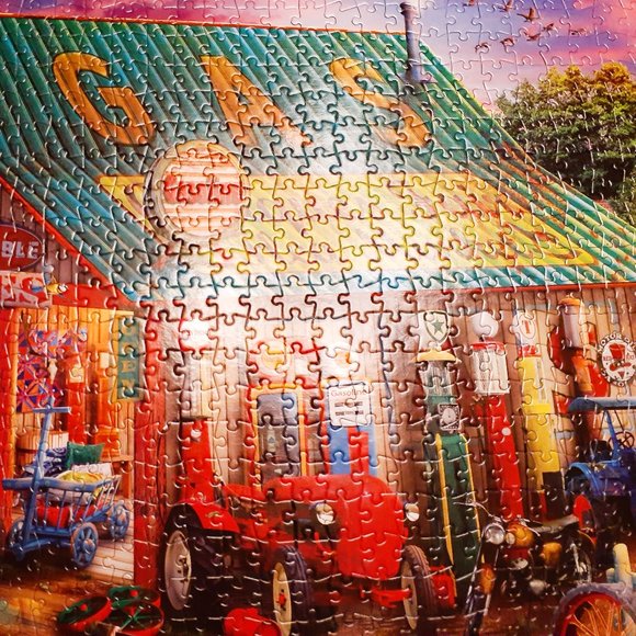 Buffalo Jigsaw Puzzle Antique Market 1000 Pieces Complete - Picture 4 of 7